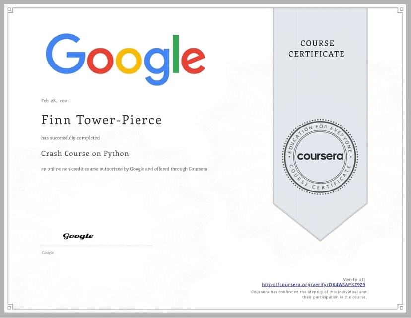 Certificate